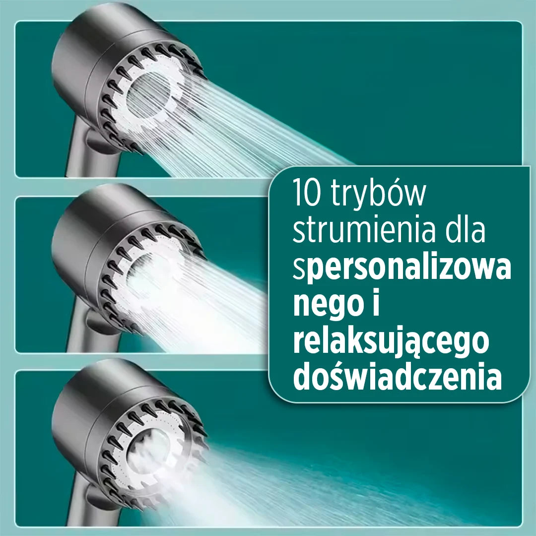 HidroSpa Max – 10 Trybów Strumienia, Wysokie Ciśnienie i 15-stopniowy Filtr dla Relaksującego Prysznica